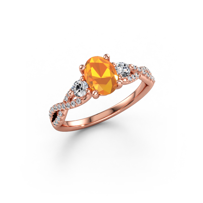 Immagine di Anello di fidanzamento Marilou OVL 585 oro rosa Citrino 7,5x5,5 mm