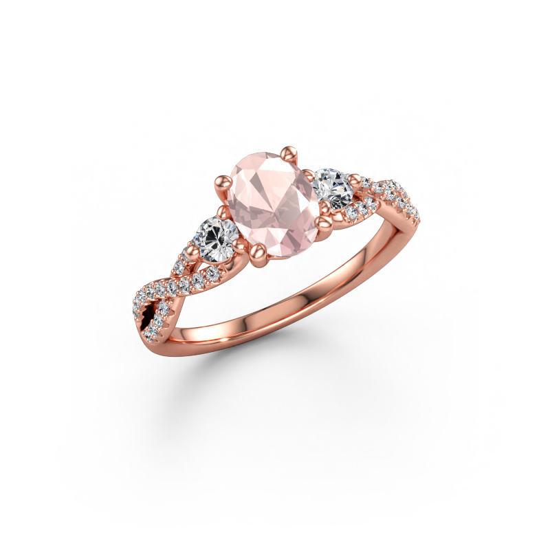Bild av Förlovningsring Marilou OVL 585 roséguld Champagnefärgad morganit 7,5x5,5 mm