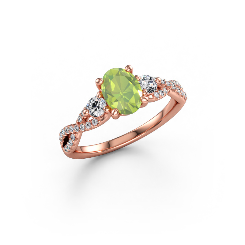 Immagine di Anello di fidanzamento Marilou OVL 585 oro rosa Peridoto 7,5x5,5 mm