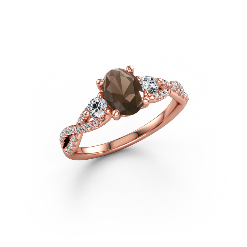 Bild av Förlovningsring Marilou OVL 585 roséguld Rökkvarts 7,5x5,5 mm