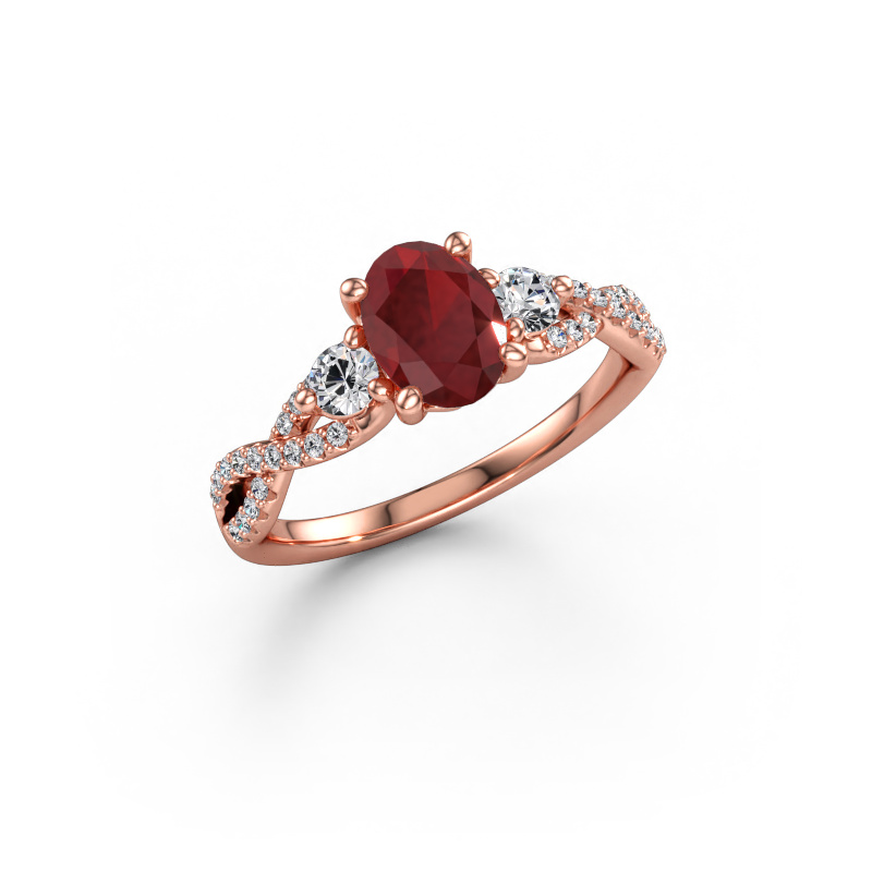 Immagine di Anello di fidanzamento Marilou OVL 585 oro rosa Rubino 7,5x5,5 mm