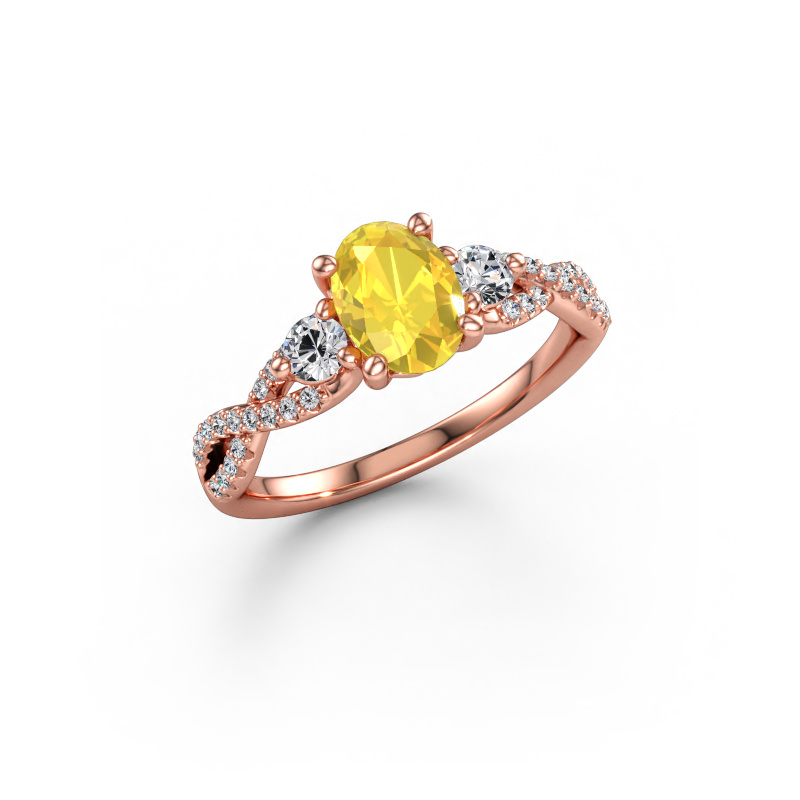 Image of Engagement ring Marilou OVL 585 rose gold Yellow sapphire 7,5x5,5 mm