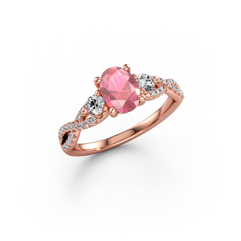 Bild av Förlovningsring Marilou OVL 585 roséguld Rosa turmalin 7,5x5,5 mm