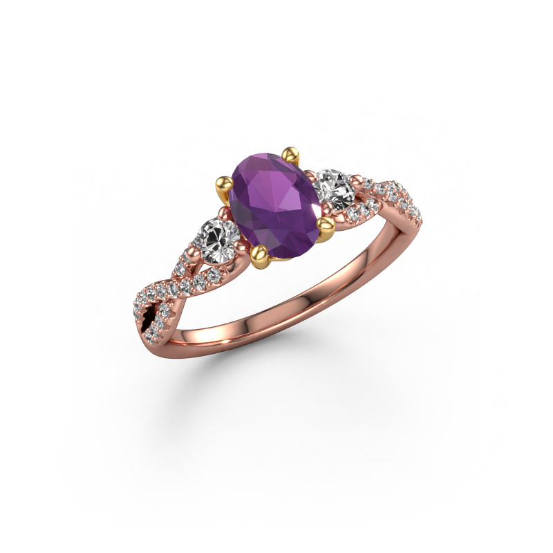 Image of Engagement ring Marilou OVL 585 rose gold Amethyst 7,5x5,5 mm