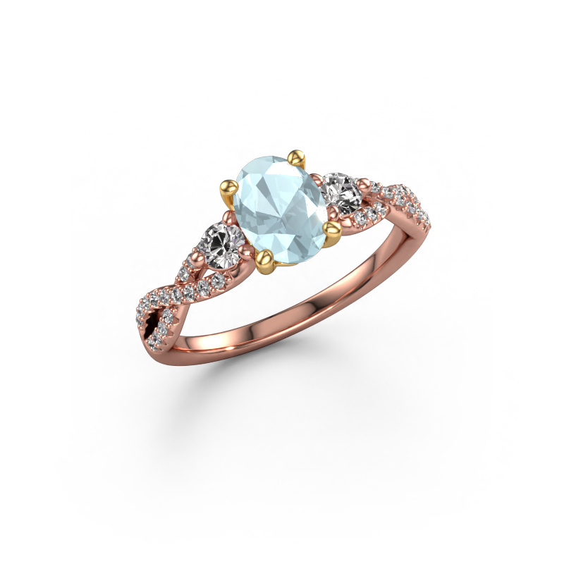 Bild von Verlobungsring Marilou OVL 585 Roségold Aquamarin 7,5x5,5 mm