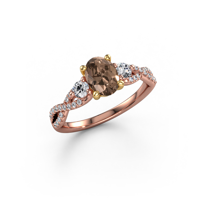 Image of Engagement ring Marilou OVL 585 rose gold Brown diamond 1.16 crt