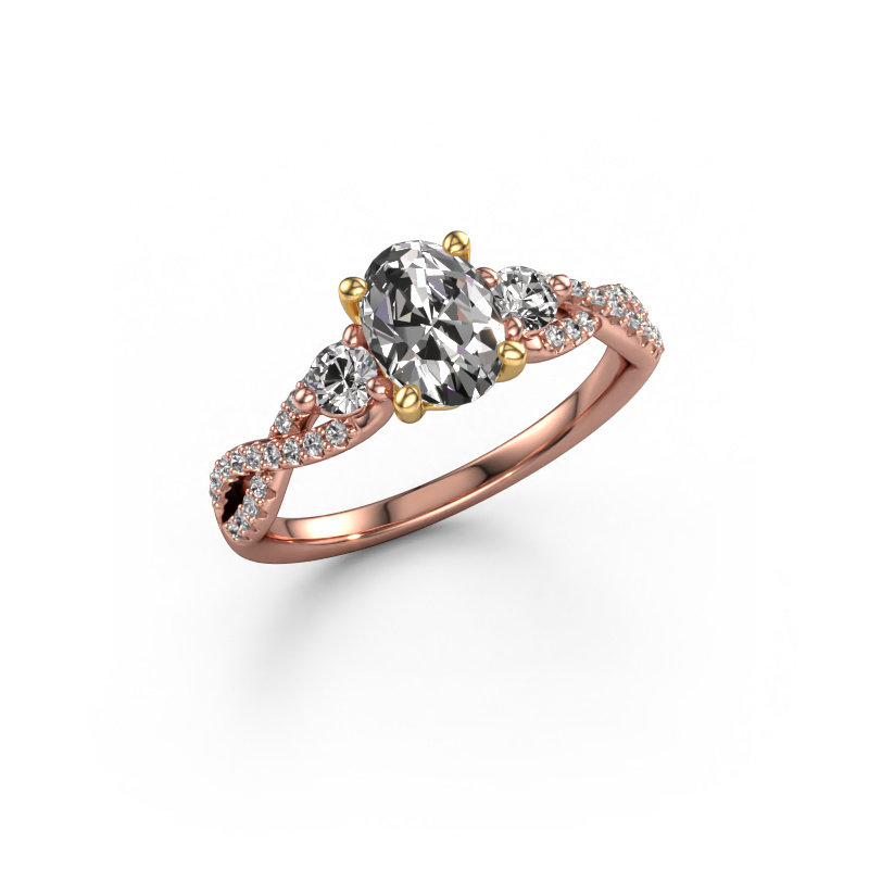 Image of Engagement ring Marilou OVL 585 rose gold Lab grown diamond 1.16 crt