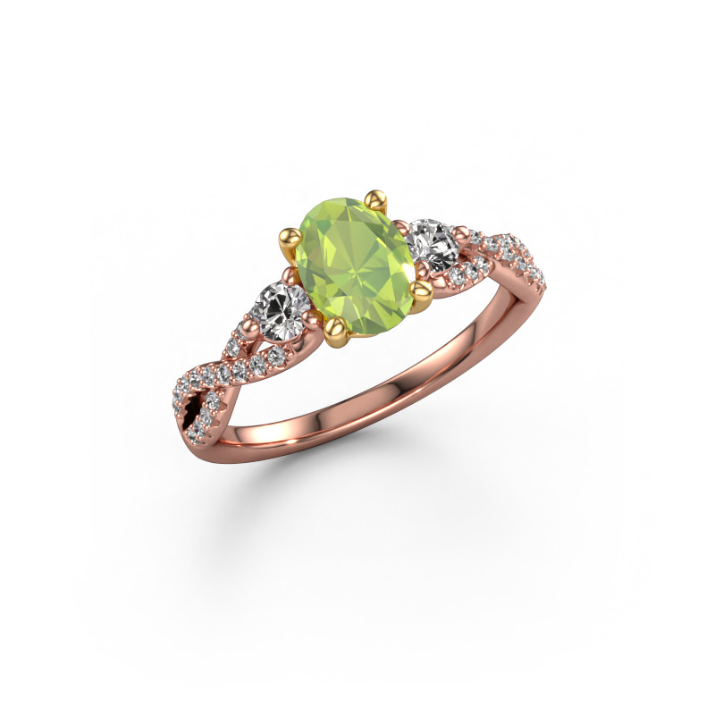 Image of Engagement ring Marilou OVL 585 rose gold Peridot 7,5x5,5 mm