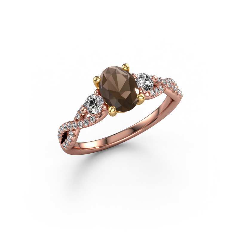 Image of Engagement ring Marilou OVL 585 rose gold Smokey quartz 7,5x5,5 mm