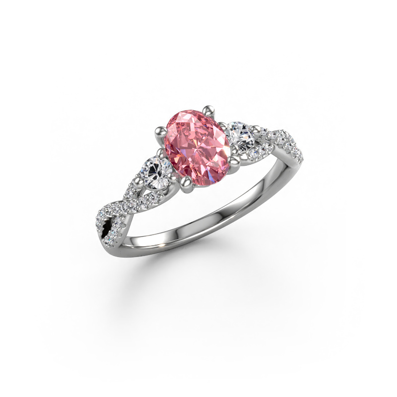 Image of Engagement ring Marilou OVL 950 platinum Pink lab grown diamond 7,5x5,5 mm