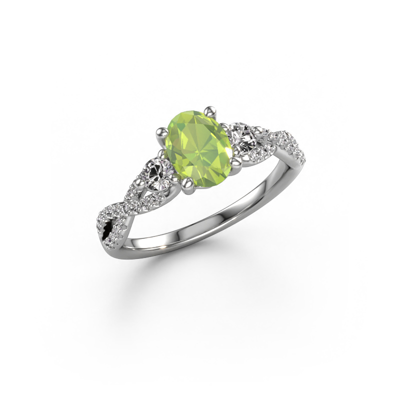 Image of Engagement ring Marilou OVL 950 platinum Peridot 7,5x5,5 mm