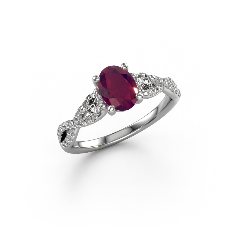 Image of Engagement ring Marilou OVL 950 platinum Rhodolite 7,5x5,5 mm