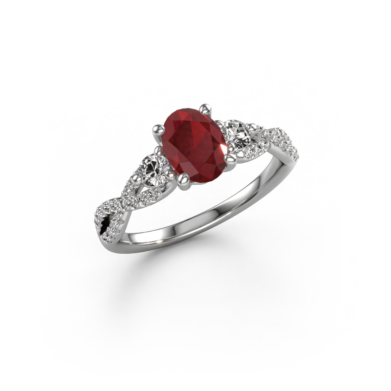Image of Engagement ring Marilou OVL 950 platinum Ruby 7,5x5,5 mm