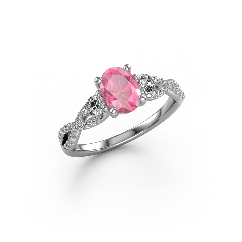 Image of Engagement ring Marilou OVL 950 platinum Pink sapphire 7,5x5,5 mm