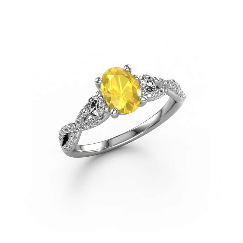 Image of Engagement ring Marilou OVL 950 platinum Yellow sapphire 7,5x5,5 mm