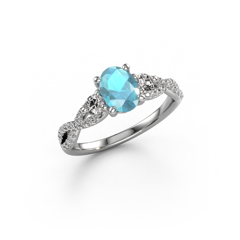 Image of Engagement ring Marilou OVL 950 platinum Blue topaz 7,5x5,5 mm