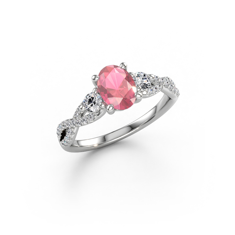 Immagine di Anello di fidanzamento Marilou OVL 585 oro bianco Tormalina rosa 7,5x5,5 mm