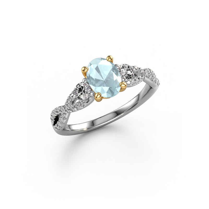 Image of Engagement ring Marilou OVL 585 white gold Aquamarine 7,5x5,5 mm