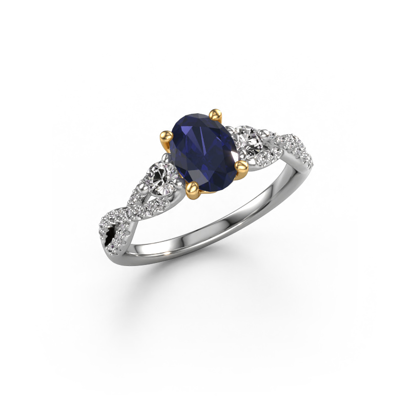 Image of Engagement ring Marilou OVL 585 white gold Sapphire 7,5x5,5 mm