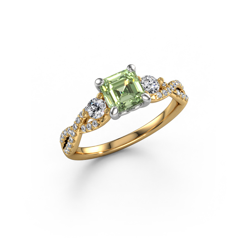 Image of Engagement ring Marilou ASC 585 gold Green lab grown diamond 5.5 mm