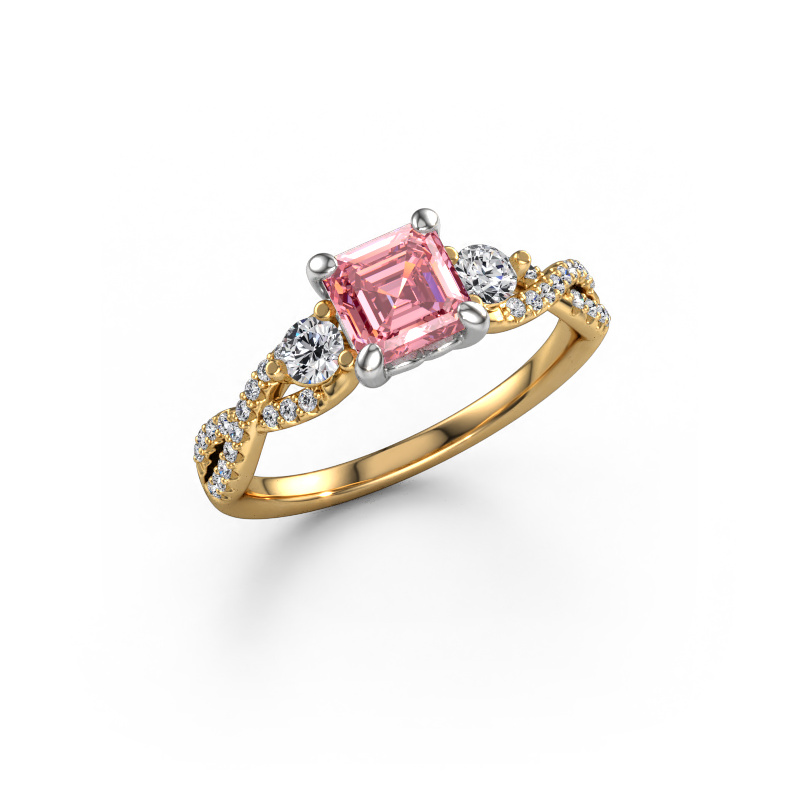 Image of Engagement ring Marilou ASC 585 gold Pink lab grown diamond 5.5 mm