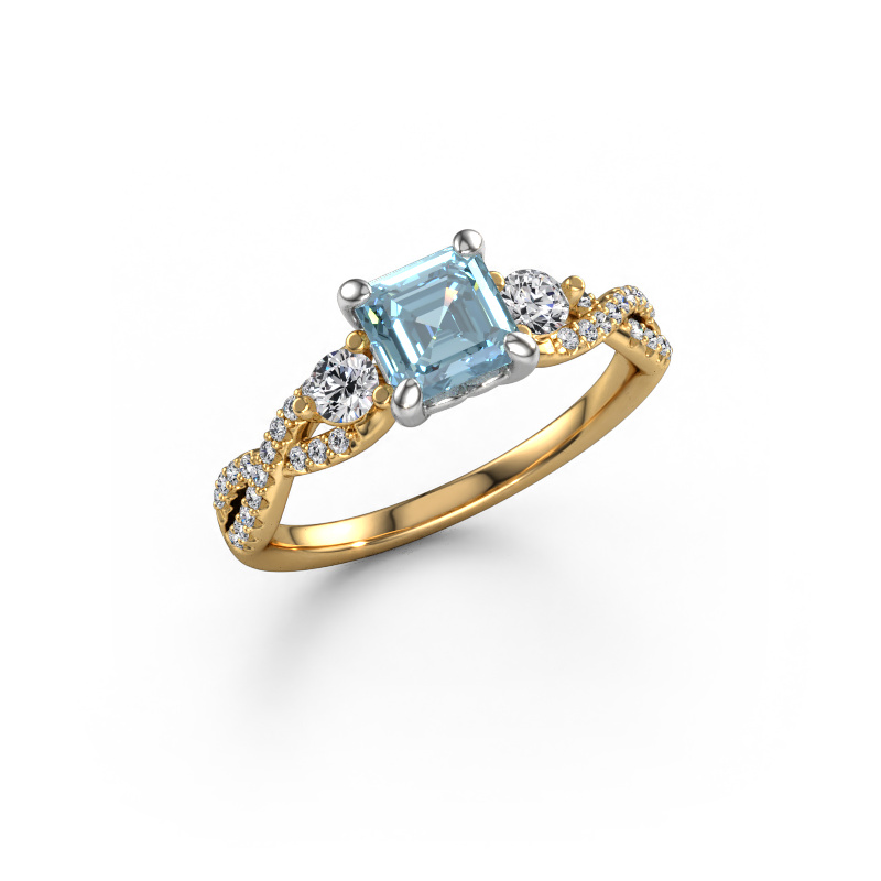 Image of Engagement ring Marilou ASC 585 gold Blue lab grown diamond 5.5 mm
