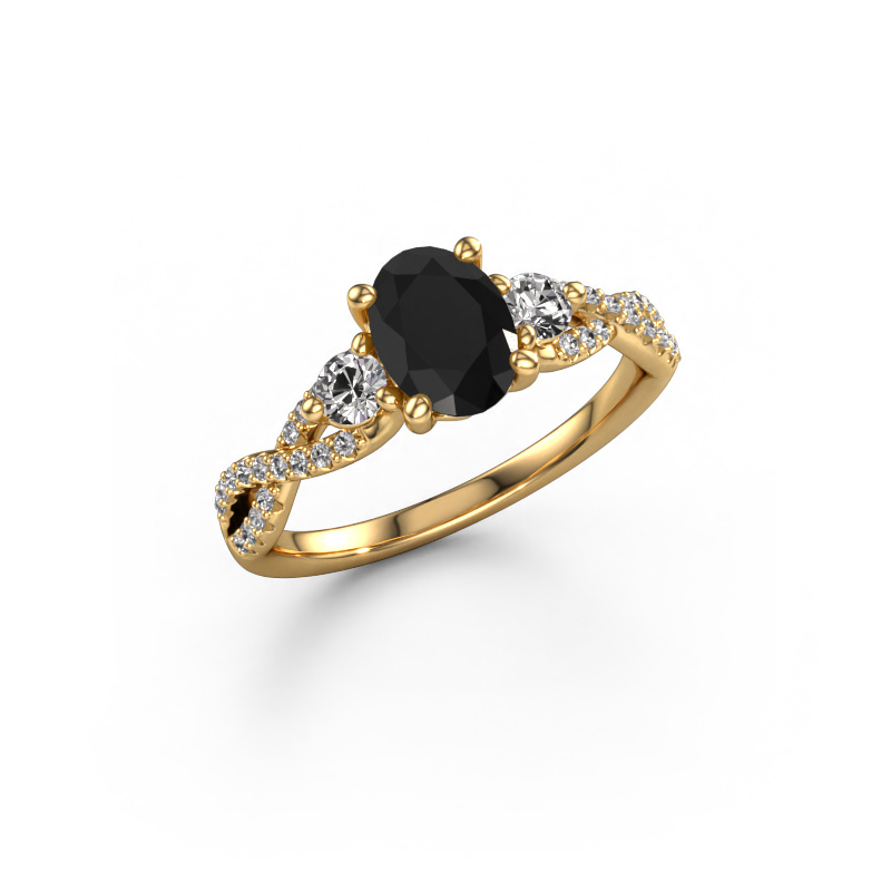 Image de Bague de fiançailles Marilou OVL 585 or jaune Diamant noir 1.46 crt