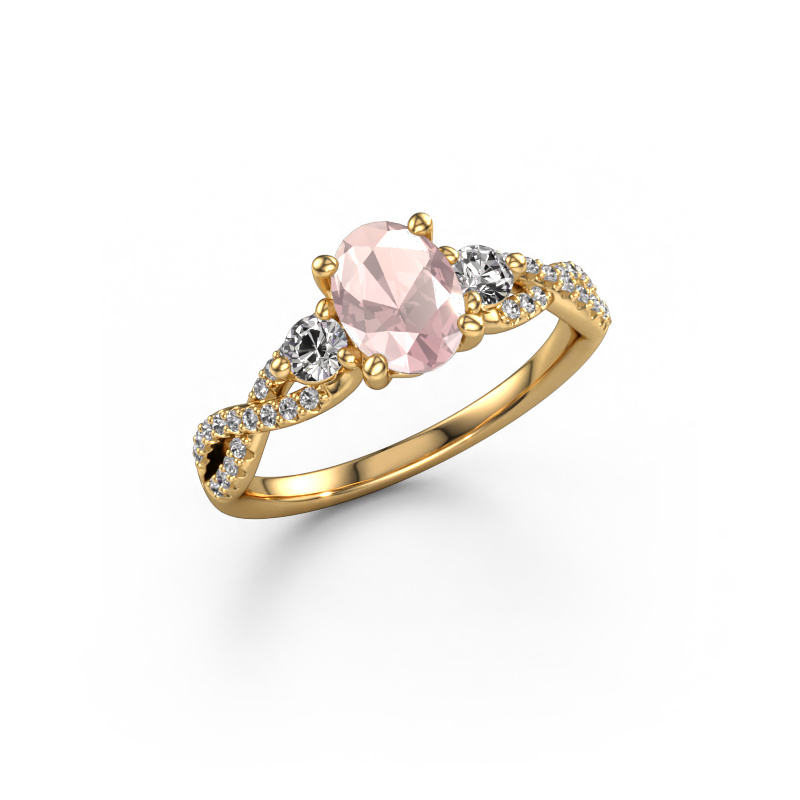 Image of Engagement ring Marilou OVL 585 gold Morganite champagne 7,5x5,5 mm
