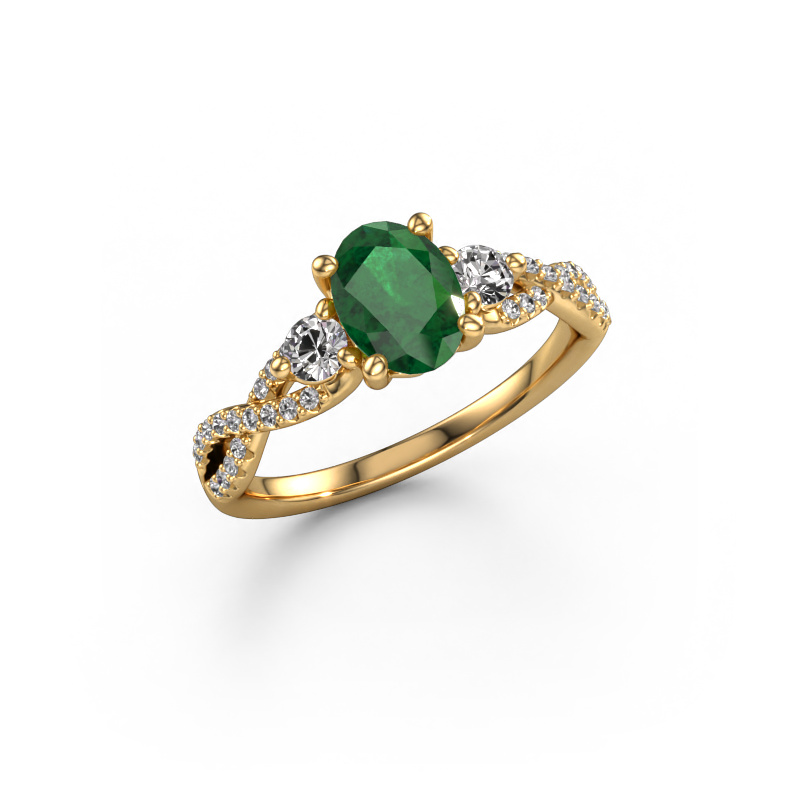Image of Engagement ring Marilou OVL 585 gold Emerald 7,5x5,5 mm