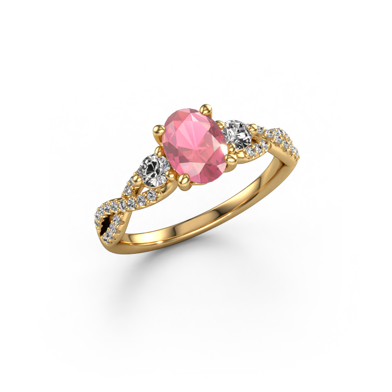 Image of Engagement ring Marilou OVL 585 gold Tourmaline pink 7,5x5,5 mm