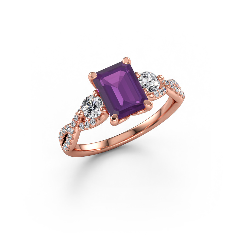 Immagine di Anello di fidanzamento Marilou EME 585 oro rosa Ametista 8x6 mm