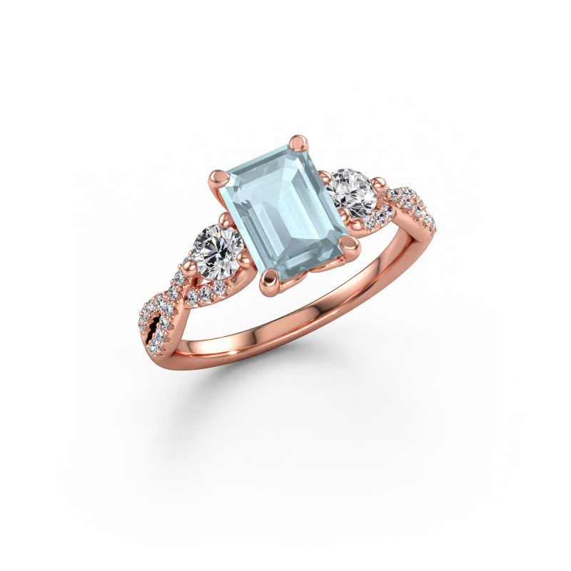 Bild av Förlovningsring Marilou EME 585 roséguld Akvamarin 8x6 mm