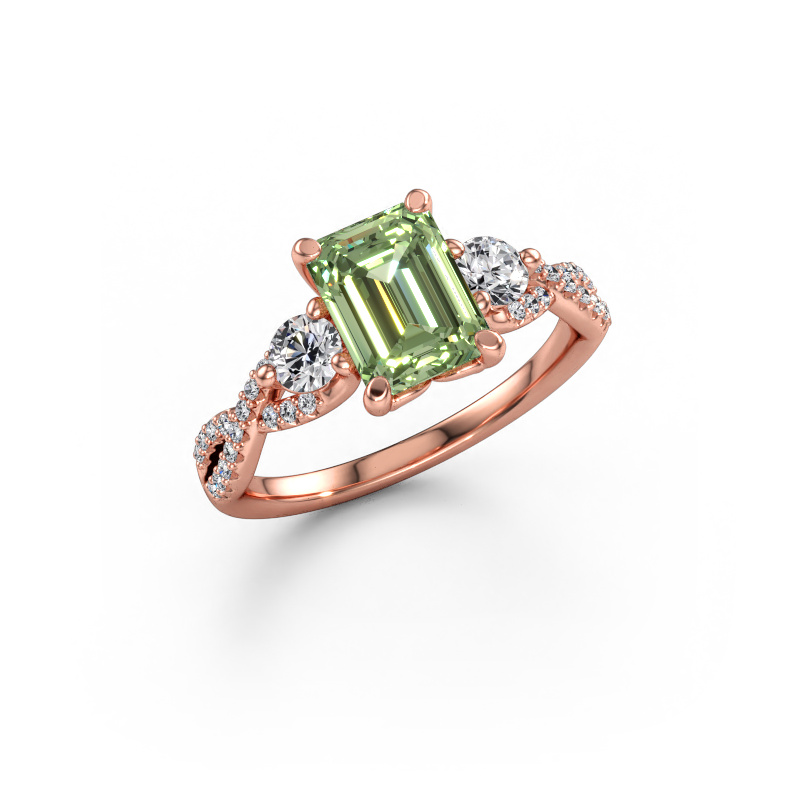 Immagine di Anello di fidanzamento Marilou EME 585 oro rosa Diamante lab grown verde 8x6 mm