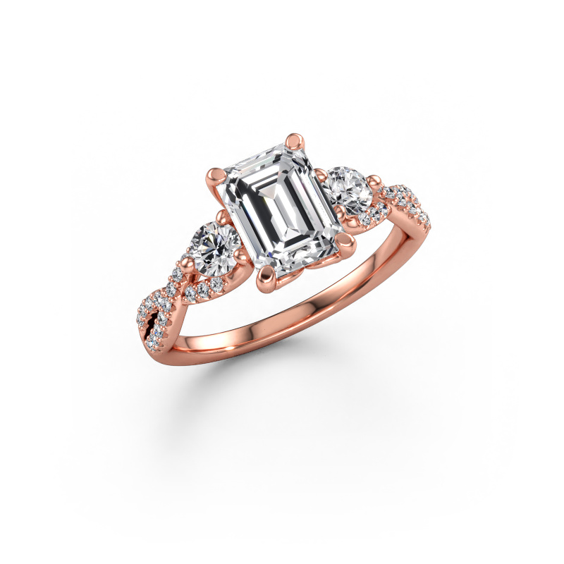 Immagine di Anello di fidanzamento Marilou EME 585 oro rosa Zirconia cubica 8x6 mm