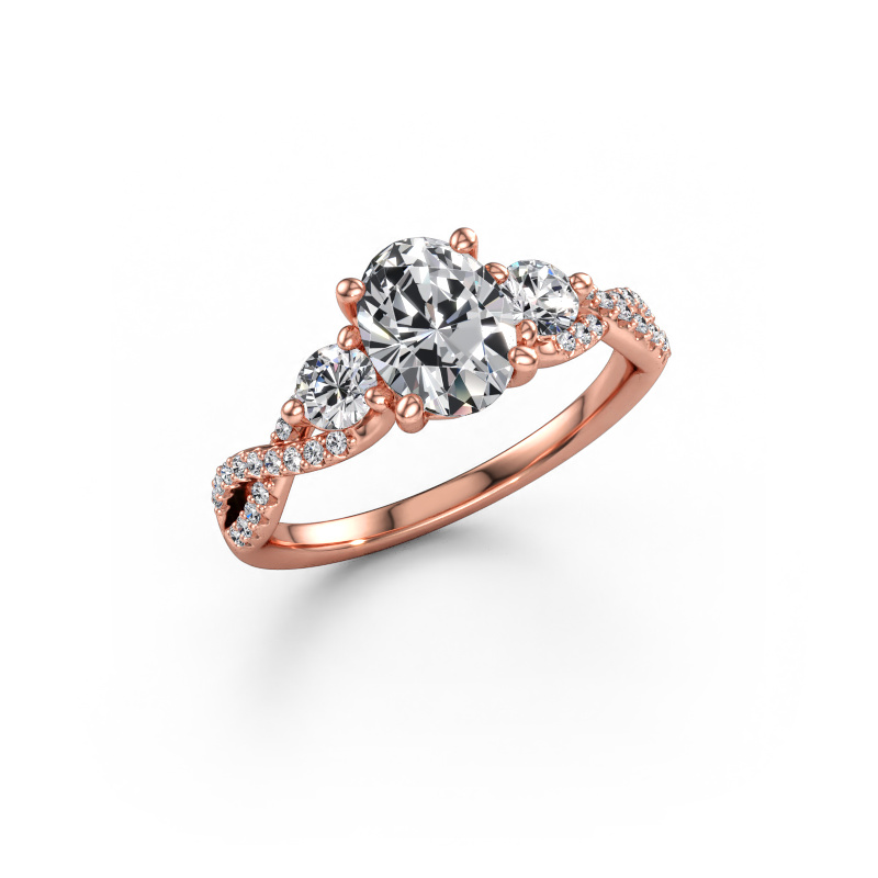 Immagine di Anello di fidanzamento Marilou OVL 585 oro rosa Diamante lab grown 1.620 crt
