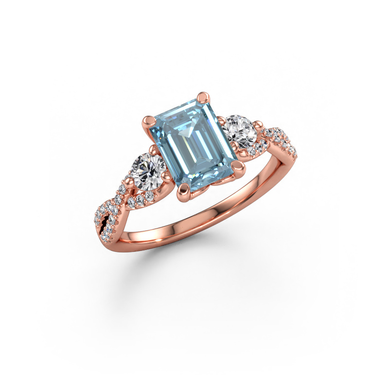 Immagine di Anello di fidanzamento Marilou EME 585 oro rosa Diamante lab grown blu 8x6 mm