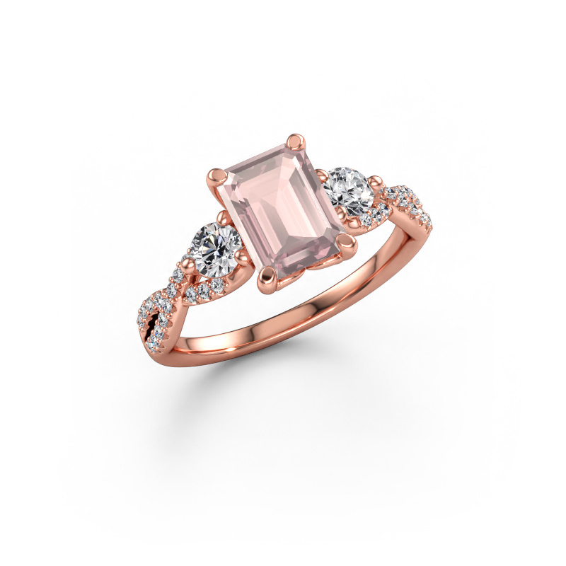 Immagine di Anello di fidanzamento Marilou EME 585 oro rosa Morganite champagne 8x6 mm