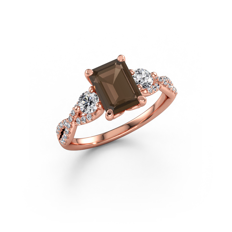 Immagine di Anello di fidanzamento Marilou EME 585 oro rosa Quarzo fumé 8x6 mm