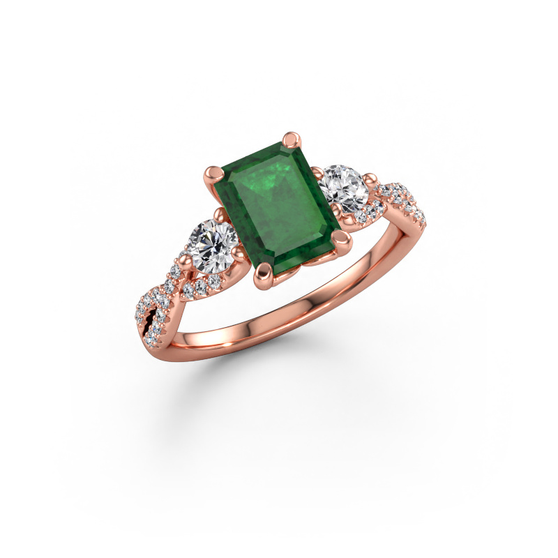 Bild av Förlovningsring Marilou EME 585 roséguld Smaragd 8x6 mm