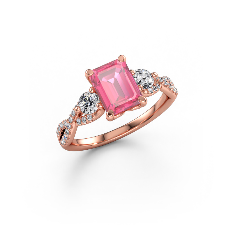 Immagine di Anello di fidanzamento Marilou EME 585 oro rosa Zaffiro rosa 8x6 mm