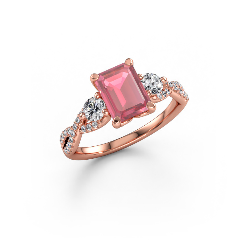 Immagine di Anello di fidanzamento Marilou EME 585 oro rosa Tormalina rosa 8x6 mm