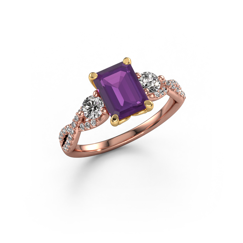 Image of Engagement ring Marilou EME 585 rose gold Amethyst 8x6 mm