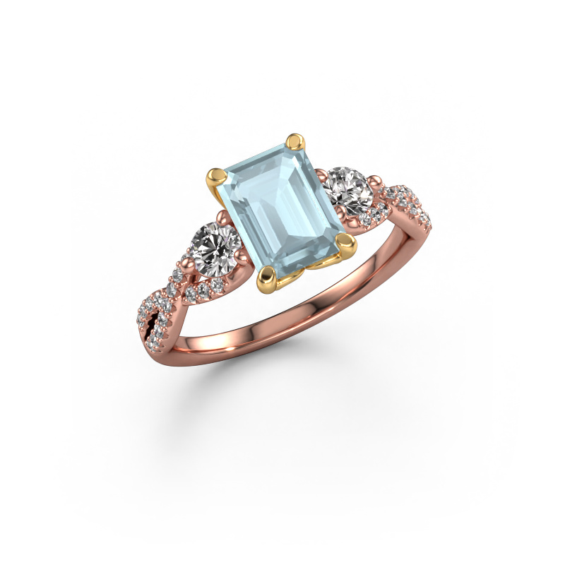 Bild von Verlobungsring Marilou EME 585 Roségold Aquamarin 8x6 mm
