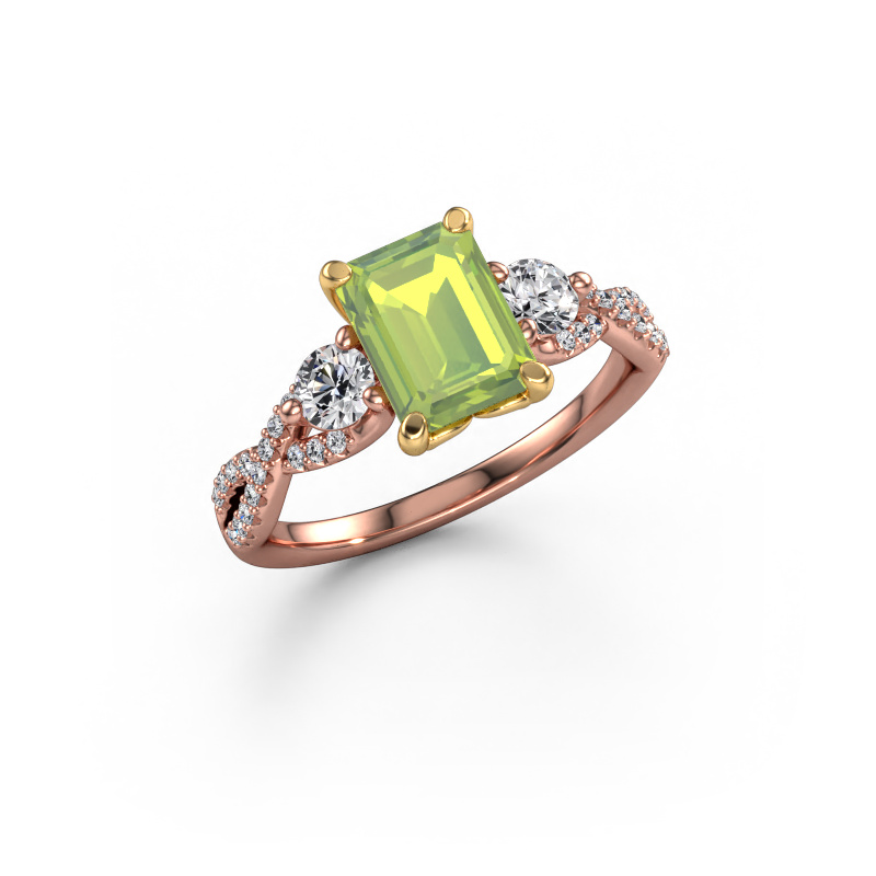 Image of Engagement ring Marilou EME 585 rose gold Peridot 8x6 mm