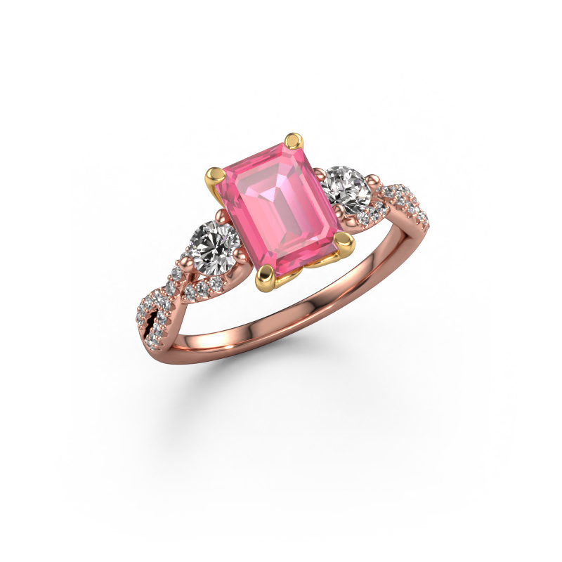 Image of Engagement ring Marilou EME 585 rose gold Pink sapphire 8x6 mm