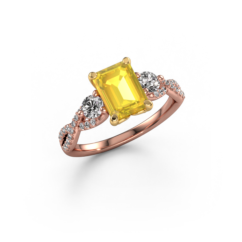 Bild von Verlobungsring Marilou EME 585 Roségold Gelb Saphir 8x6 mm
