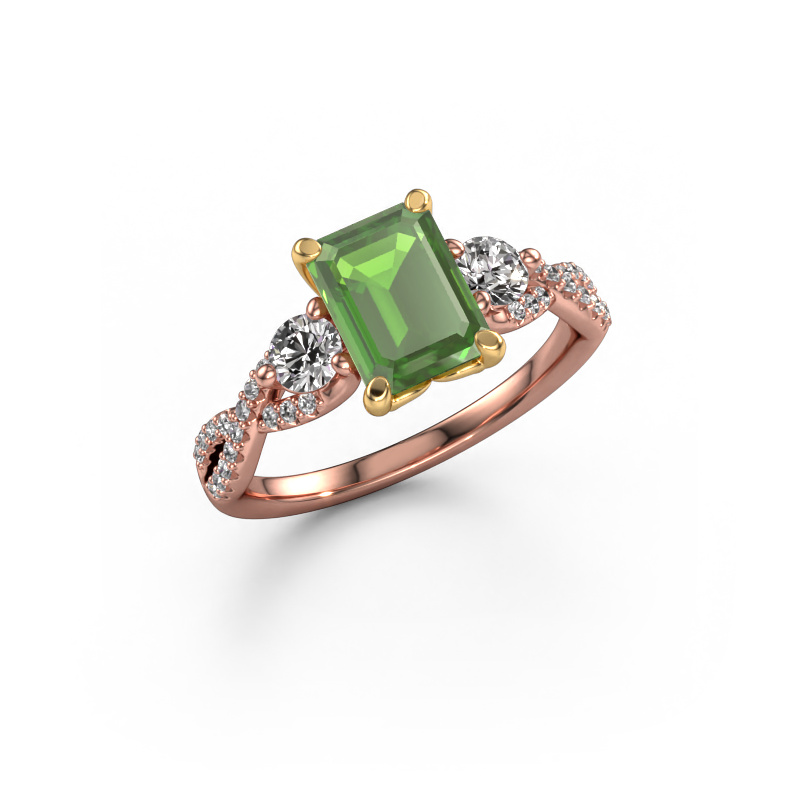 Image of Engagement ring Marilou EME 585 rose gold Tourmaline green 8x6 mm