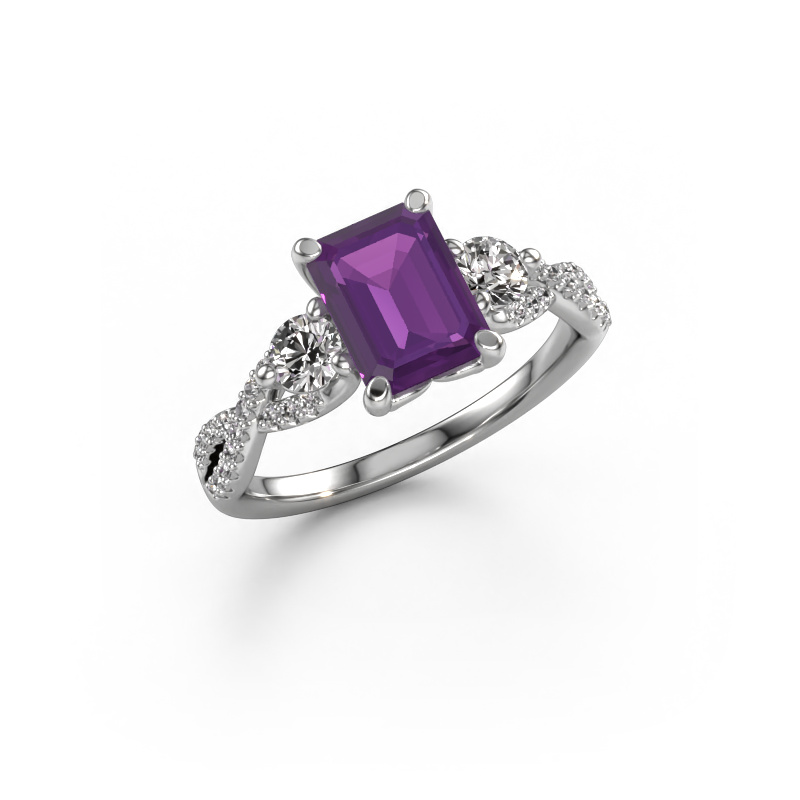 Image of Engagement ring Marilou EME 950 platinum Amethyst 8x6 mm