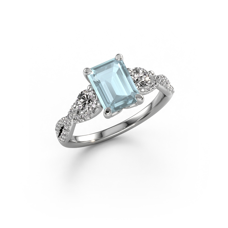 Image of Engagement ring Marilou EME 950 platinum Aquamarine 8x6 mm