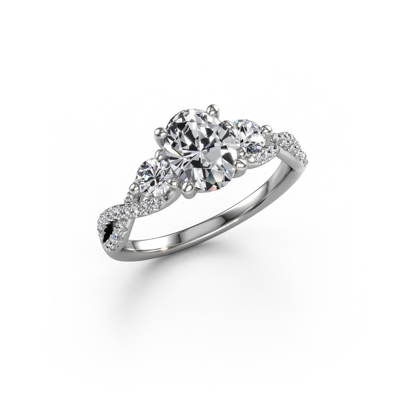 Image de Bague de fiançailles Marilou OVL 950 platine Diamant synthétique 1.620 crt
